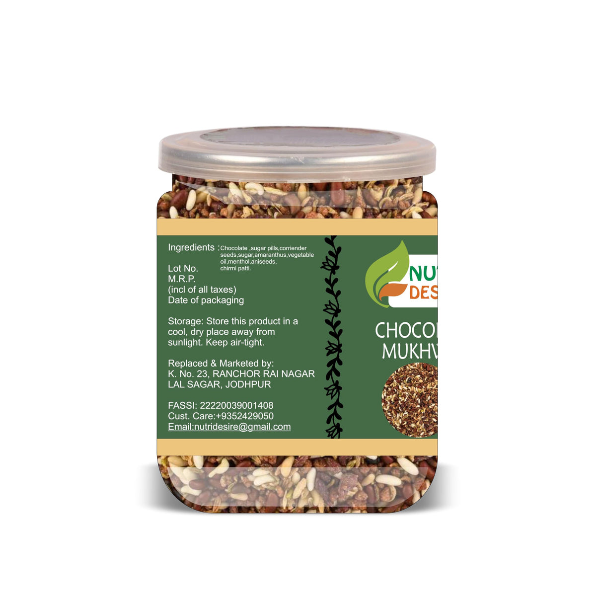 NUTRI DESIRE Chocolate Mukhwas 500 Gram Airtight Container
