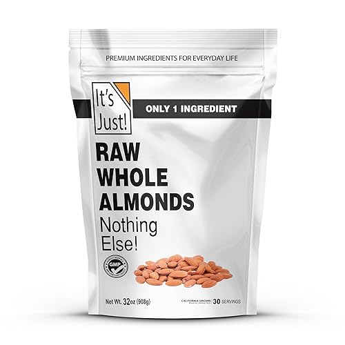 It's Just! Raw Whole Almonds - Unsalted, Premium Quality, Grown in California - 32oz (2lbs)