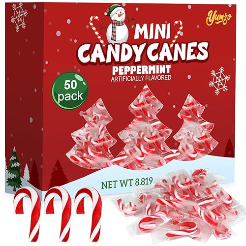Christmas Mini Candy Canes Classic Red & White Peppermint Flavor for Holiday Family Indulgement - Small Candy Canes Individually Wrapped for Kids