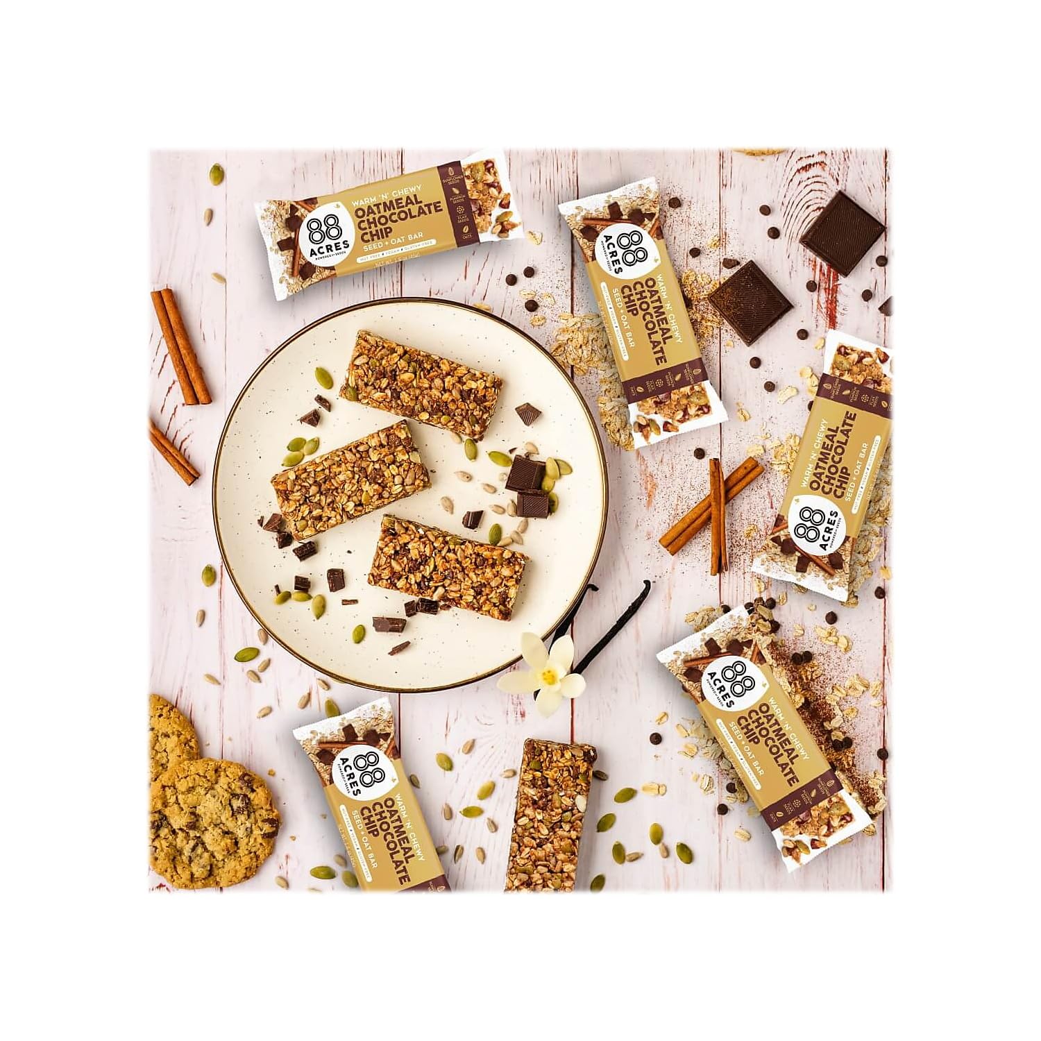 88 Acres Oatmeal Chocolate Chip Seed & Oat Bar 9 Count, 1.6 OZ