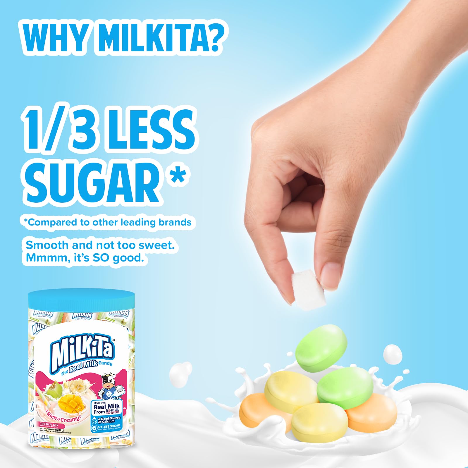 Milkita The Real Milk Candy Bulk Pack (Tropical Mix) - Assorted Healthy Sweets Made with Real Milk & Calcium - Individually Wrapped Low Sugar & Gluten