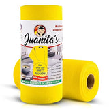 Juanita’s Reusable Paper Towels (25 Sheet Roll) - Washable & Heavy Duty Eco-Friendly Cleaning Cloths - Ultra-Absorbent, Lint-Free & Quick Drying