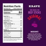 Krave, Meat Sticks Minis, Original Beef flavor - (0.5 Ounce Sticks, Pack of 12) - 100% Grass Fed Beef, 45 Calories Per Stick, Good Source of Protein