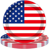 QXBXYHM 25pcs Independence Day Paper Plates 4th of July Round Disposable Plates 9 Inch American Flag Patriotic Decorative Tableware Stripes Star Plate