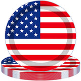 QXBXYHM 25pcs Independence Day Paper Plates 4th of July Round Disposable Plates 9 Inch American Flag Patriotic Decorative Tableware Stripes Star Plate