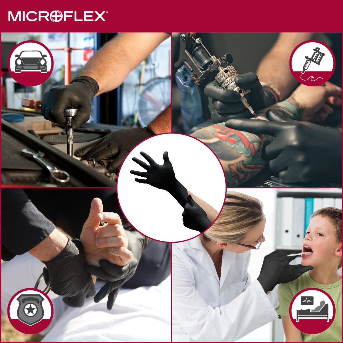 Ansell MICROFLEX MidKnight MK-296 Exam Standard Gloves - Size M, Black (Case of 1000)