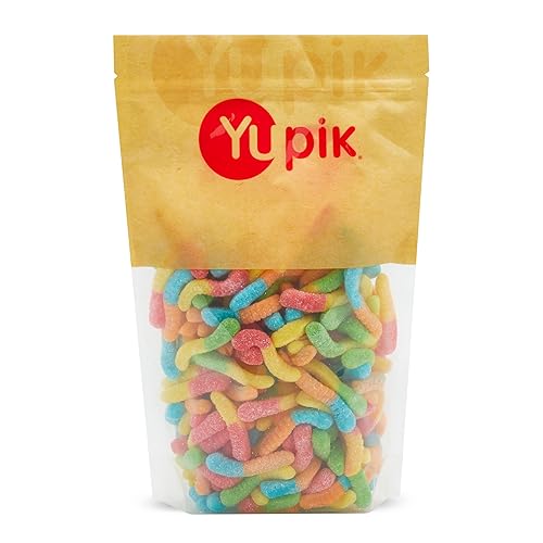 Yupik Sour Gummy Neon Worms, 2.2 lb (35.2 oz), Gluten-Free, Sweet & Sour, Fruity Flavors, Sugary Coating, Chewy Small Gummies, Fun Treat, Sweet Candy