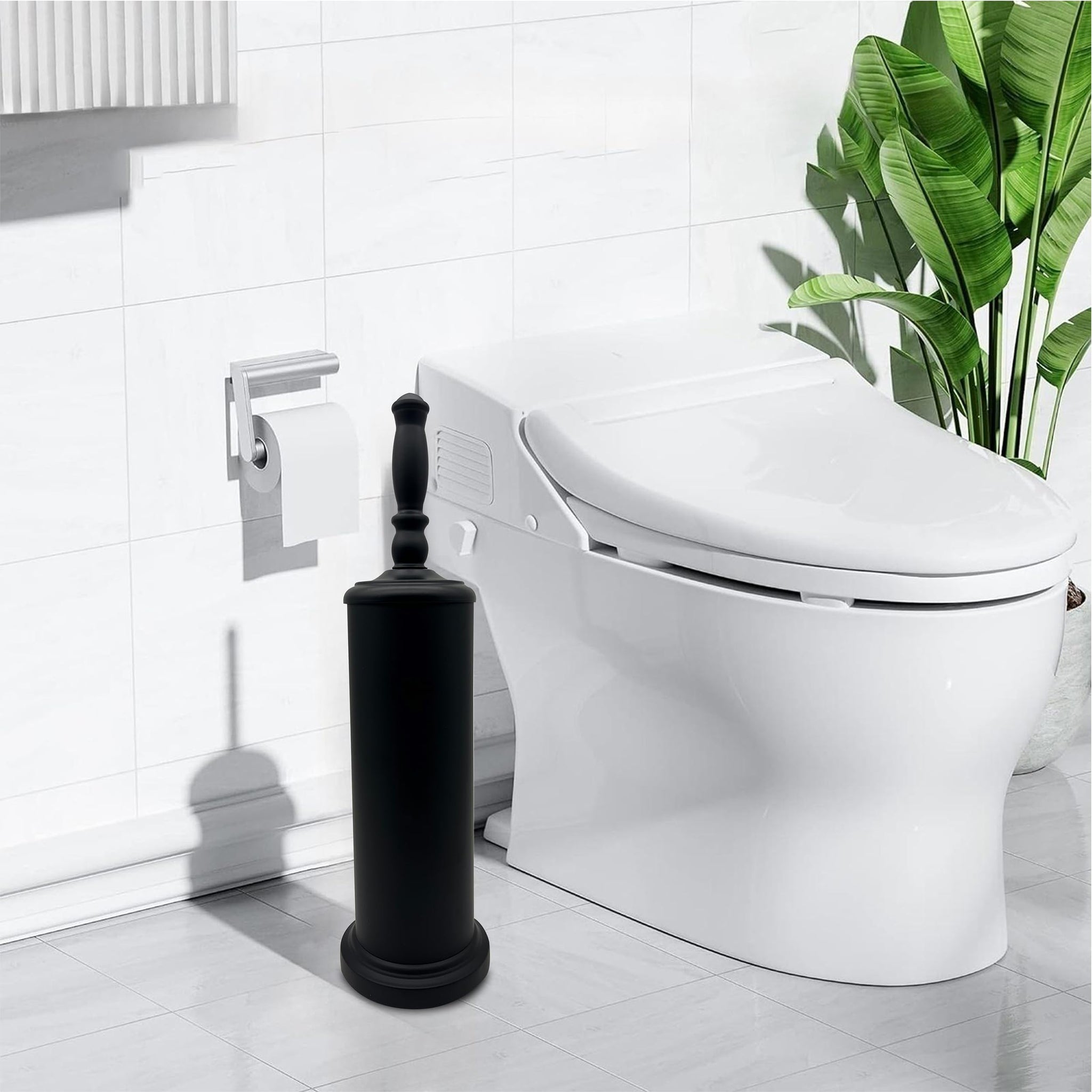 Indecor Home Metal Toilet Bowl Brush with Holder Premium Bathroom Cleaning Set Rustproof Hygienic Durable Elegant Finish