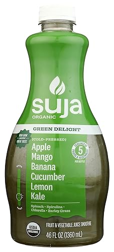 Suja Organic Green Delight Cold Pressed Juice Drink, With Spirulina, Chlorella, and Barley Grass Powders, 46 fl oz Bottle