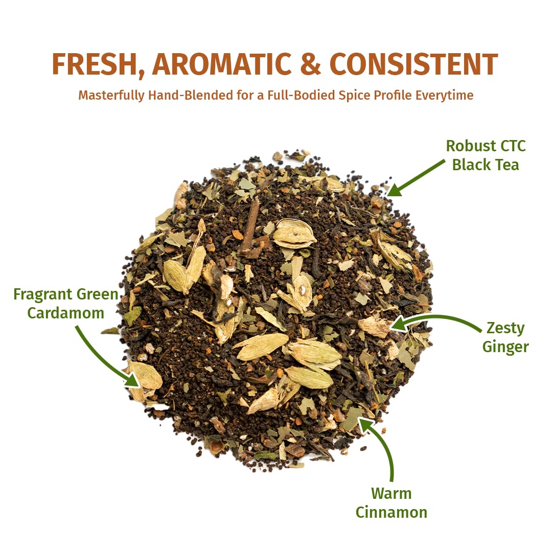 Nepal Tea Himalayan Masala Chai Tea Mix | CTC & Loose Leaf Black Tea with Organic Chai Spice Blend - Cinnamon, Ginger, Cardamom, Cloves & Black Pepper