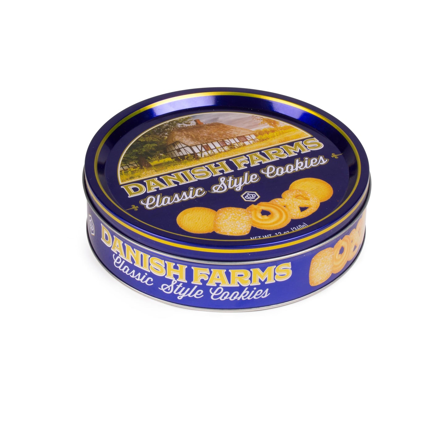 Danish Farms Traditional Butter Cookies, 12-Oz. Blue Cookie Tin, Traditional Danish Recipe Butter Cookies for Dessert or Snack, Gift Cookie Tin
