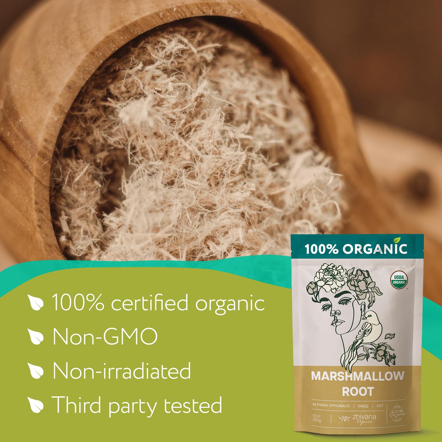 Organic Marshmallow Root (2 Pack) - All-Natural, Pure Herbal Tea for Soothing Throat & Digestive Health