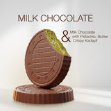 Fiorella Dubai Style Milk Chocolate Pistachio Bars, Filled Chocolate With Pistachio Butter & Crispy Kadayif, Individually Wrapped Chocolate Snacks, 18