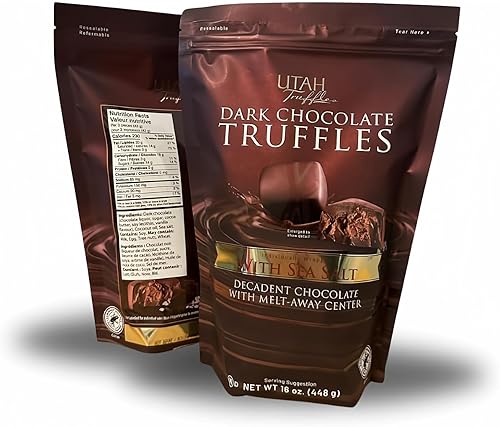 Utah Truffles Sea Salt Dark Chocolate, 16 oz each - Total 32 oz - 2 pack