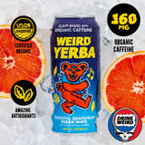 Drink Weird Organic Grateful Grapefruit Yerba Mate - 16oz Cans, 160mg Organic Caffeine, Pack of 12 - Grateful Dead Collab, Healthy Energy Drink
