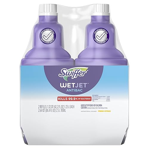Swiffer WetJet Solution Refill for Floor Mopping and Cleaning, All Purpose Multi Surface Floor Cleaning Solution, Fresh Citrus Scent, 1.25 Liters (2