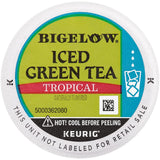 Bigelow Tropical Iced Green Tea, K-Cup, 0.10 oz, 22/Box