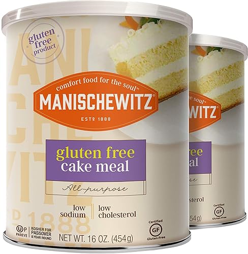 Manischewitz Gluten Free Cake Meal 16oz (2 Pack) Grain Free Cake Meal | Resealable Container| Kosher for Passover
