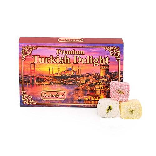 Turkish Delights Candy Gift Box - Assorted Turkish Delight Lokum, Traditional Turkish Food Sweet, Gourmet Lokum Candy, 7.05 oz (200g) (Mixed-Sultana)