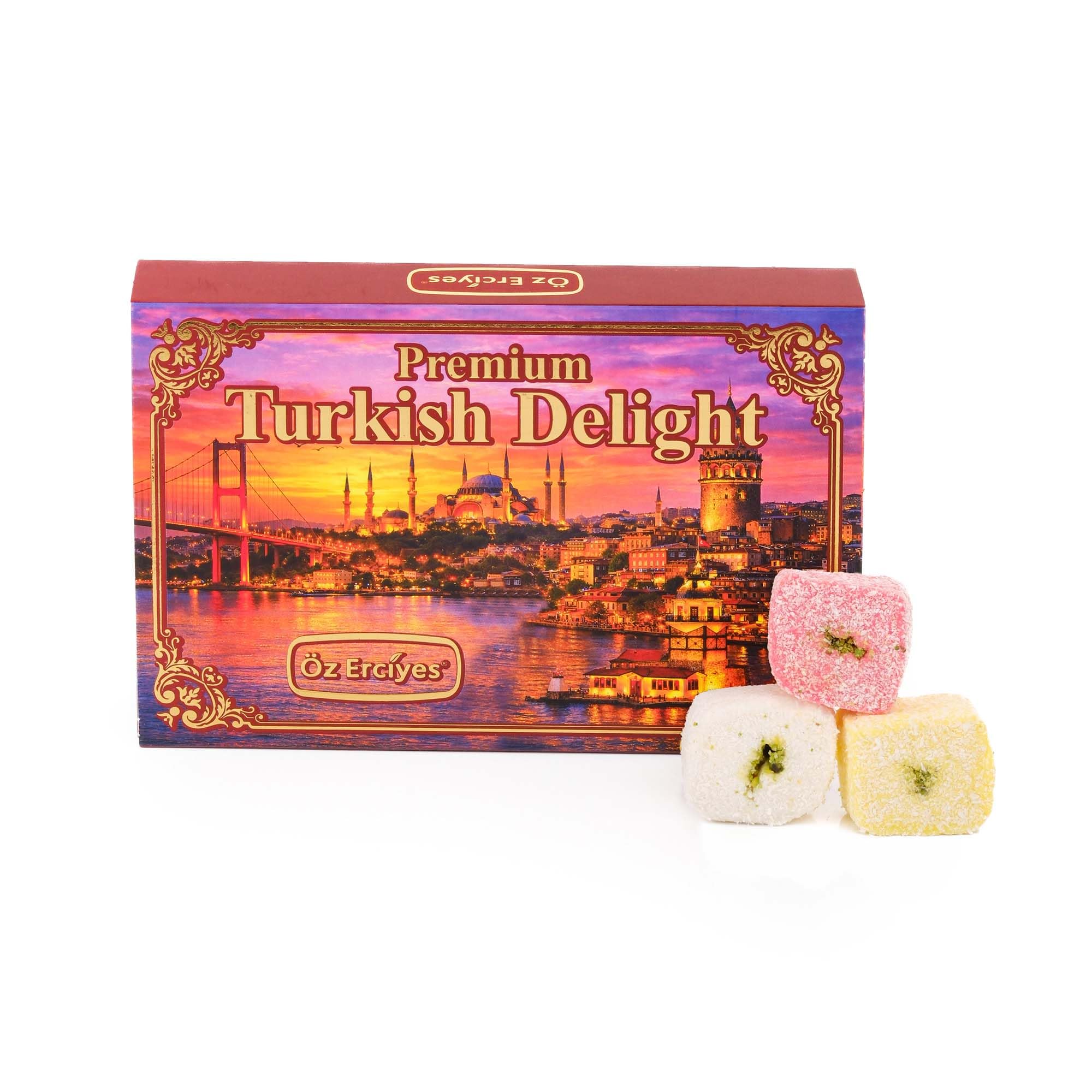 Turkish Delights Candy Gift Box - Assorted Turkish Delight Lokum, Traditional Turkish Food Sweet, Gourmet Lokum Candy, 7.05 oz (200g) (Mixed-Sultana)