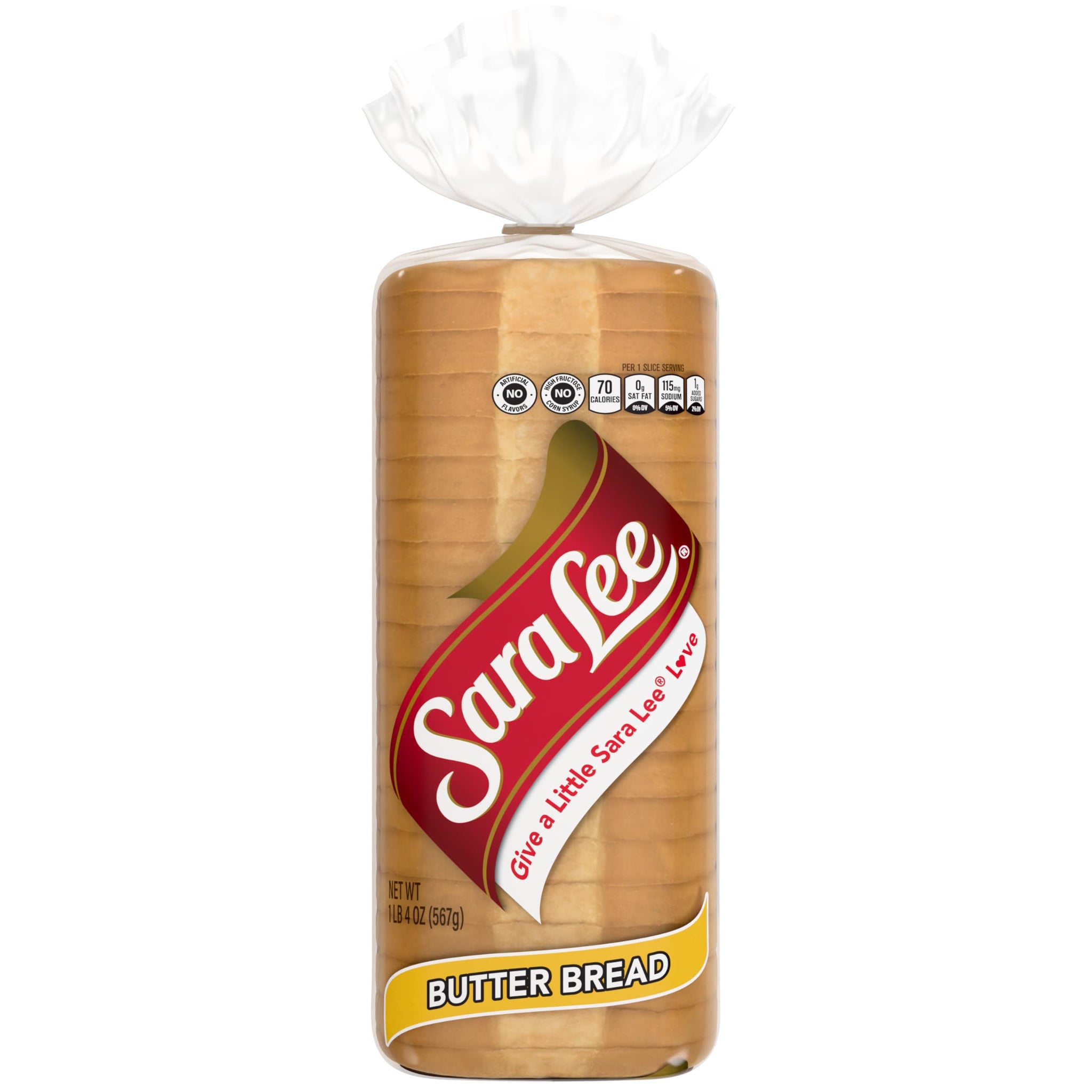 Sara Lee Butter Bread Sandwich Bread, 20 Oz Loaf of Butter Bread With No Artificial Colors or Flavors