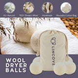 Wool Dryer Balls, 6 Pack - Natural Fabric Softener for Laundry, 100% Organic, Reusable for 1000+ Loads, Anti-Static, Reduces Drying Time, Baby Safe