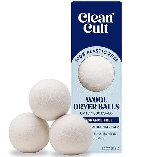 Cleancult Wool Dryer Balls (3 Count) - Made from 100% New Zealand Wool - Biodegradable Dryer Balls - Shorten Dry Times, Soften Clothes, and Stop