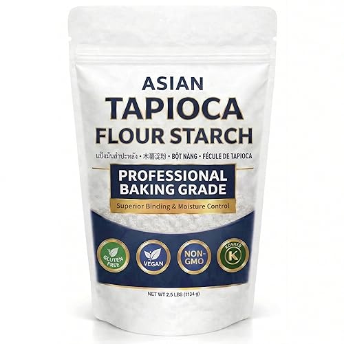 Tapioca Flour for Baking - Tapioca Starch Powder 2.5 lb Resealable Poly Bag - Non-GMO, Gluten Free, Vegan, Kosher, Plant Based, Cooking & Boba Pearls