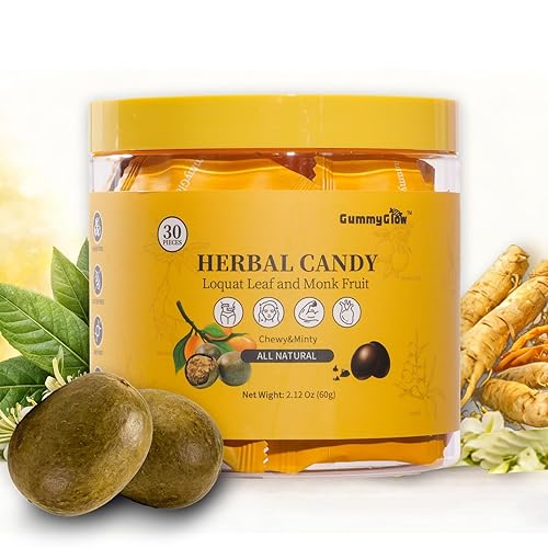 Gummy Glow All-Natural Herbal Hard Candy with Loquat & Monk Fruit, Supports Throat Comfort & Fresh Breath, Sugar-Free Cooling & Chewy Candy