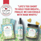 Wabi Whiffs On-the-Go Toilet Sprinkles Singles - Beach Front (12 Count) | Natural Bathroom Deodorizer | Odor Eliminator Packets for Freshness