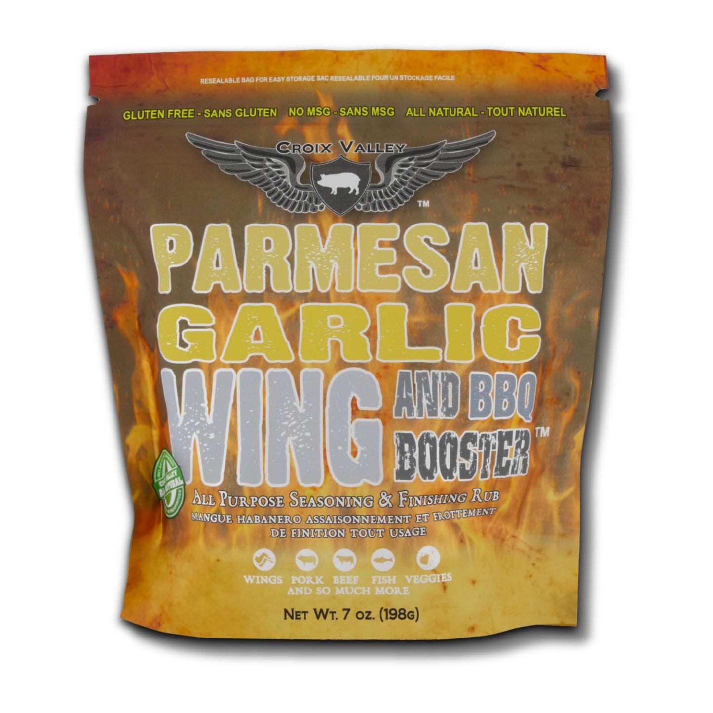 Croix Valley Parmesan Garlic Wing & BBQ Booster™ Garlic Parmesan Wing Seasoning - Dry Rub & Finishing Dust for Wings, Fries & Chicken - 3 Pack (7 oz