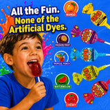 Super Gum Pops - 50 Count - No Artificial Dyes - Over 2 Pounds Lollipops With Gum - Cherry, Passionfruit, Mango, Watermelon, and Tropical Punch