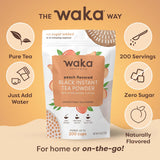 Waka Instant Black Tea Mix, Peach Flavored - 100% Tea Leaves, No Additives, Unsweetened Tea Powder for 50 Quarts or 200 Cups - Easy and Quick Hot or