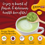 UMAYA - Kinjyo Jirushi Ume Kombu-Cha - Sweet & Sour Japanese Powdered Seaweed Tea Flavored With Plum - Kelp & Plum Green Tea Drink Mix - Versatile