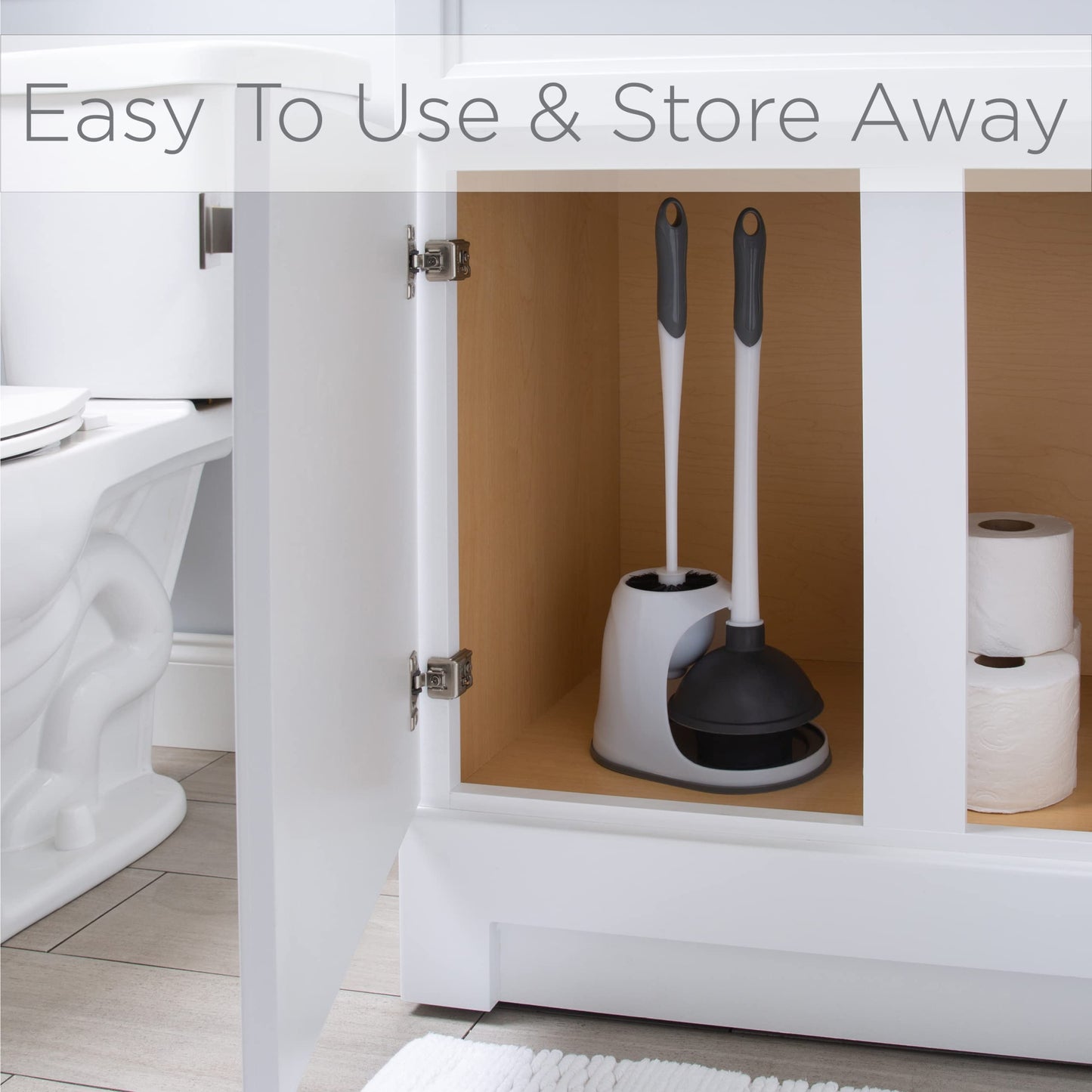 Bath Bliss 2 Pack 2-in-1 Bowl Brush & Plunger in White