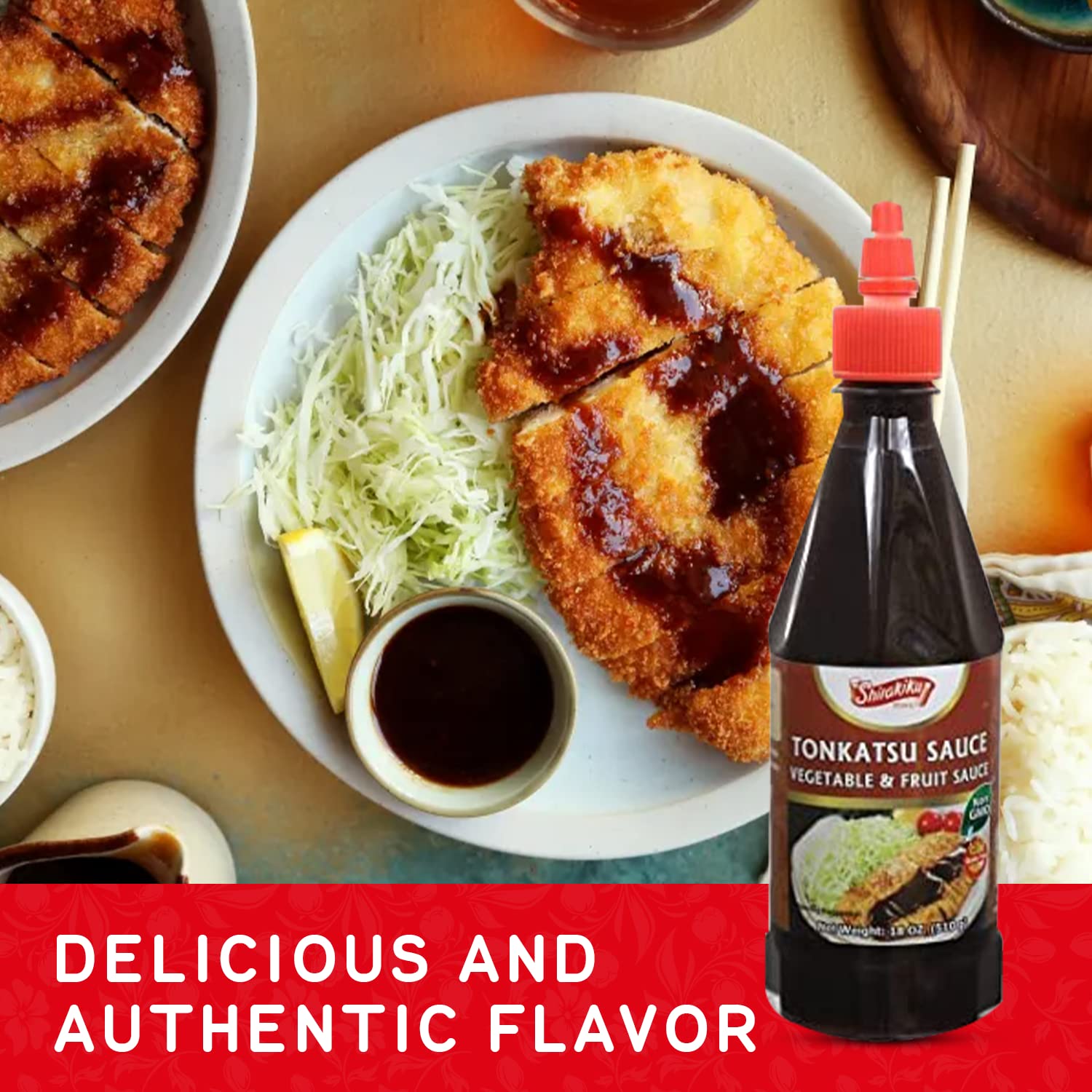 Shirakiku Tonkatsu Sauce - Japanese Vegetable and Fruit Sauce, Gluten Free | Ideal for deep-fried foods like Pork Cutlets, Chicken Katsu and More