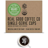 Real Good Coffee Company - Single Use Coffee Pods - Organic Dark Roast Coffee - K-Cup Compatible including Keurig 2.0 Brewers - Recyclable Cups