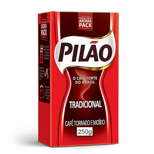 250g Pilao Café | the Full-bodied Coffee From Brazil - Medium Dark Roast 250g, Black, 8.8 Ounce
