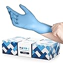 Hand-E Disposable Blue Nitrile Gloves Medium - 100 Count - Kitchen Gloves - Powder Free, Latex Free Medical Exam Gloves with Textured Grip Fingertips