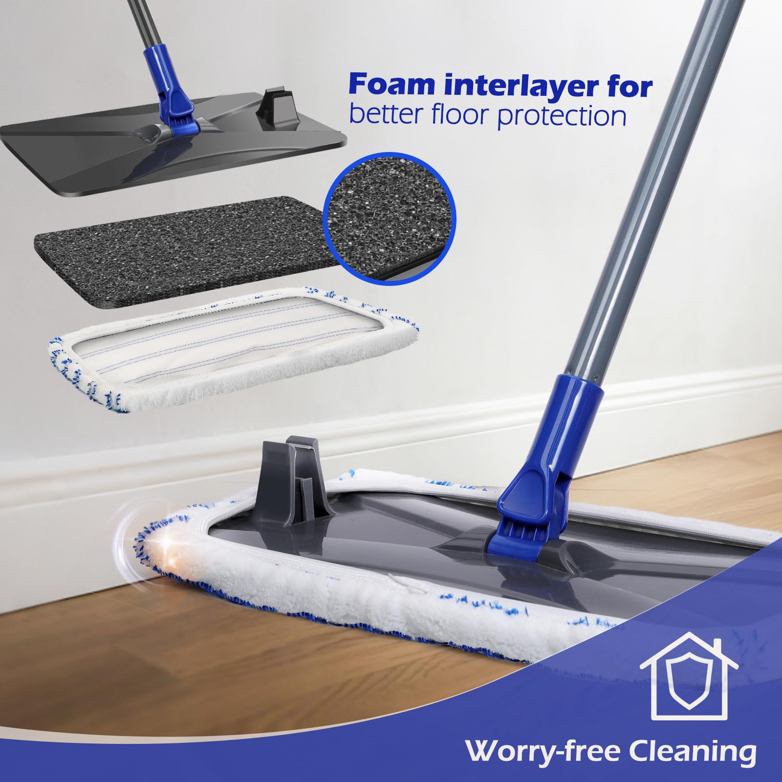 Masthome Microfiber Mop,Large Surface Flat Mop with 5 Reusable Pads,Hardwood Floor Mops for Dry and Wet Use,Microfiber Mops for Floor Cleaning-1