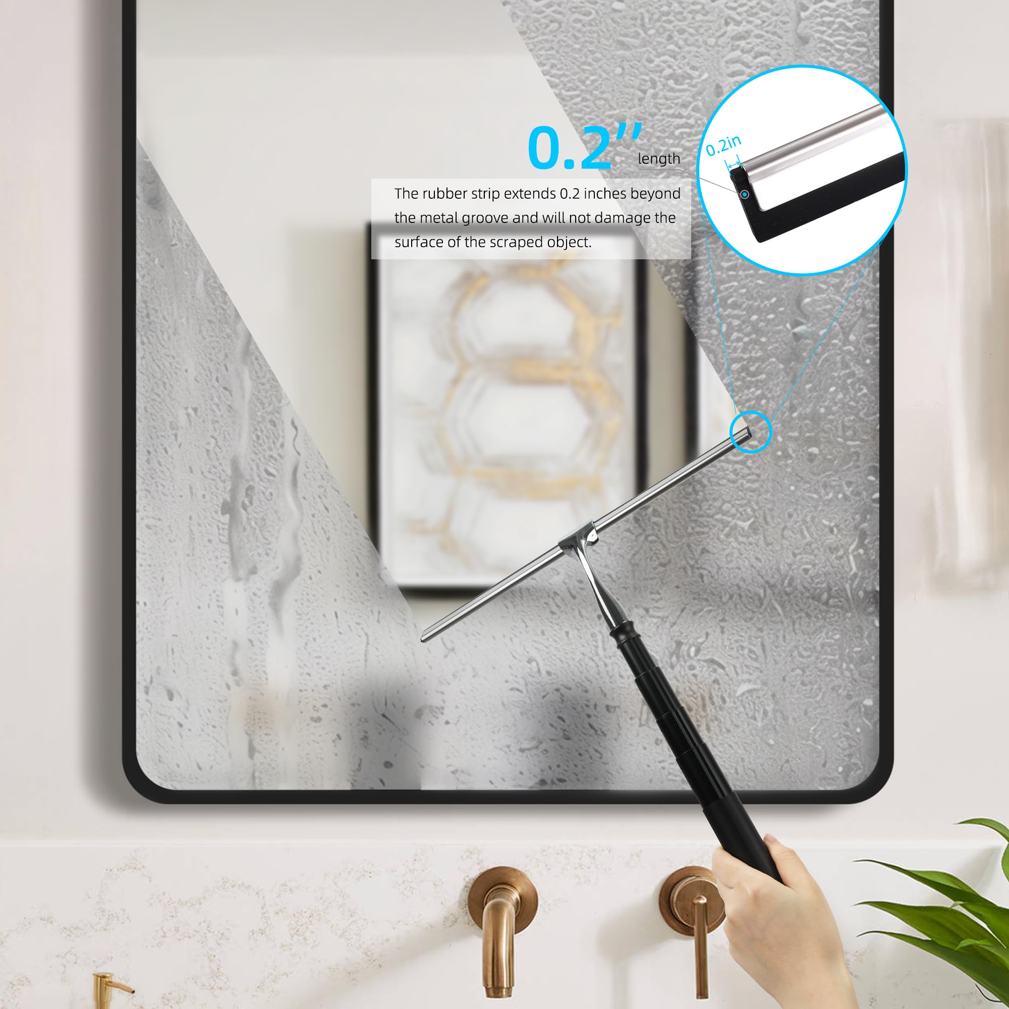 Toncoke 2 in 1 Window Squeegee, Shower Squeegee Window Cleaning Kit with Extension Pole Long Handle Squeegee for Shower Glass Floor Bathroom Home