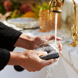 Curio Home Goods Ionic Non-Scratch Kitchen Sponge with Magnetized Holder, Dual Sided Cellulose and Scrub Pad, 12 Pack, Black/Grey