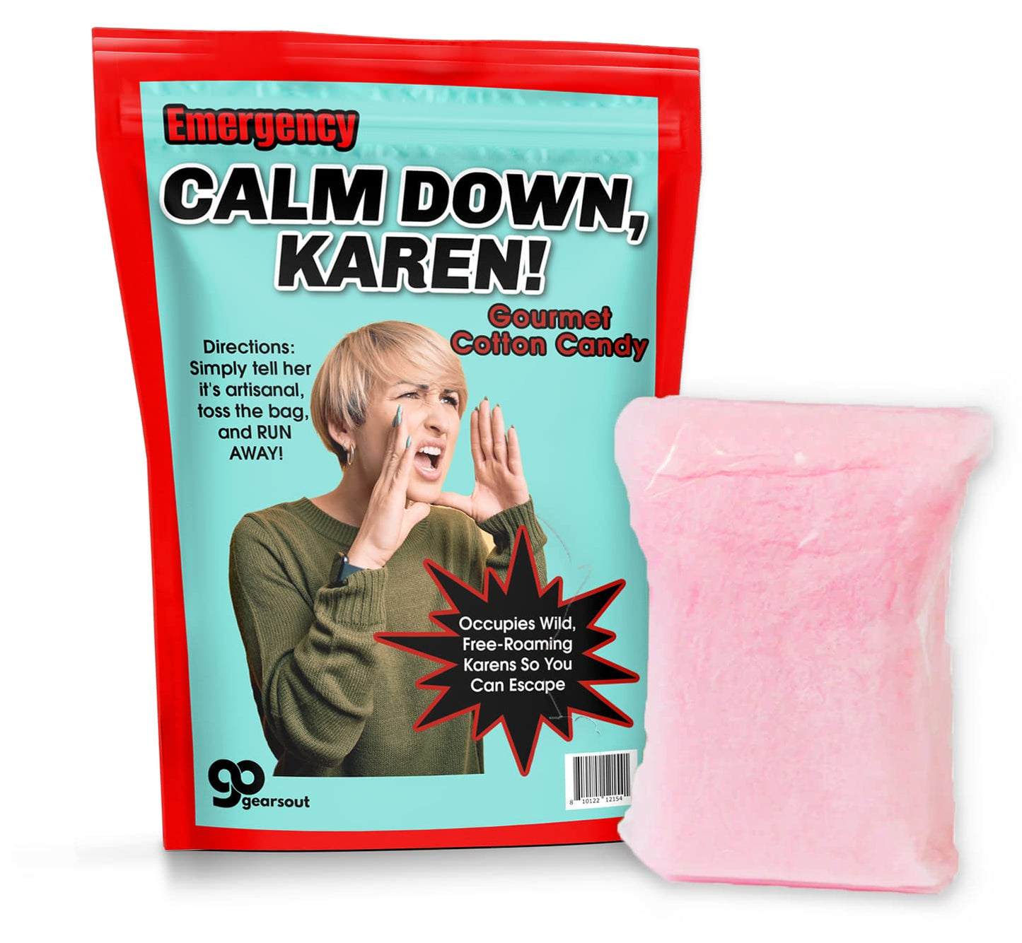 Calm Down Karen Cotton Candy - Funny People Karen Gifts - Gag Christmas Gifts for Women - Gourmet Strawberry Candy Floss Okay Boomer Sarcasm