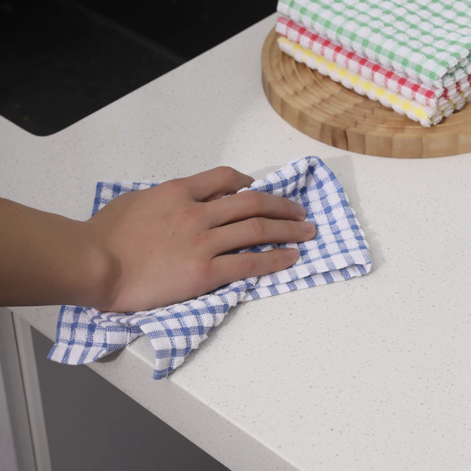 clwellge Kitchen Dish Cloths 12pcs, Bulk Cotton Absorbent Dish Rags, Perfect Cleaning Cloths for Household and Commercial Uses