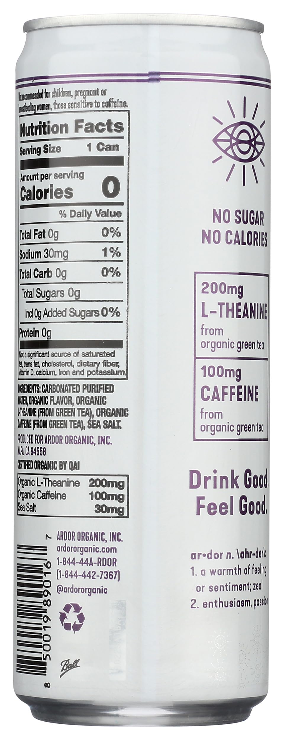 Ardor, Water Sparkling Mountain Blackberry Oragnic, 12 Fl Oz