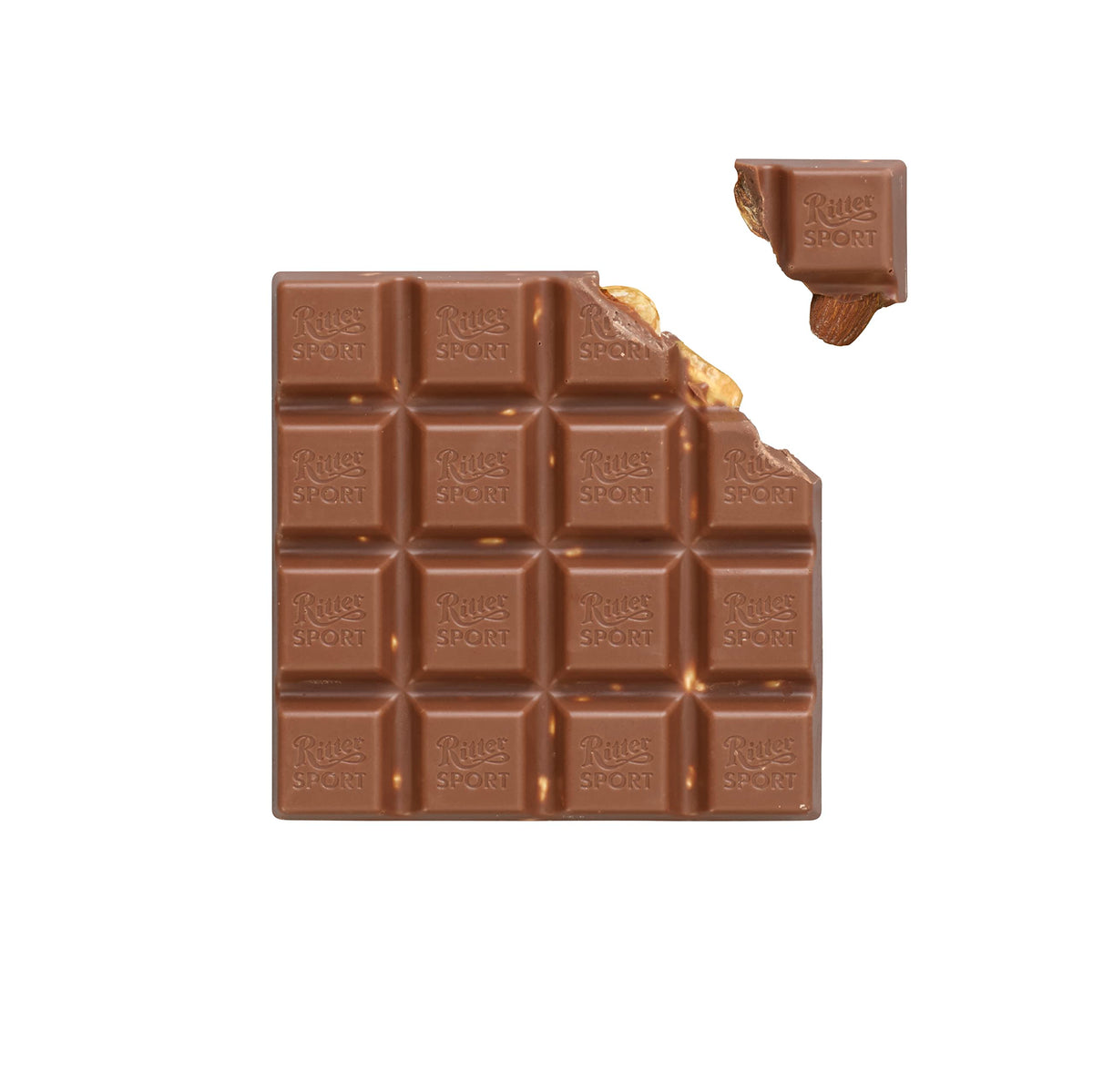 Ritter Sport Milk Chocolate with Whole Almonds, 3.5 Ounce Bar, 11 Pack, 100% certified Sustainable Cocoa