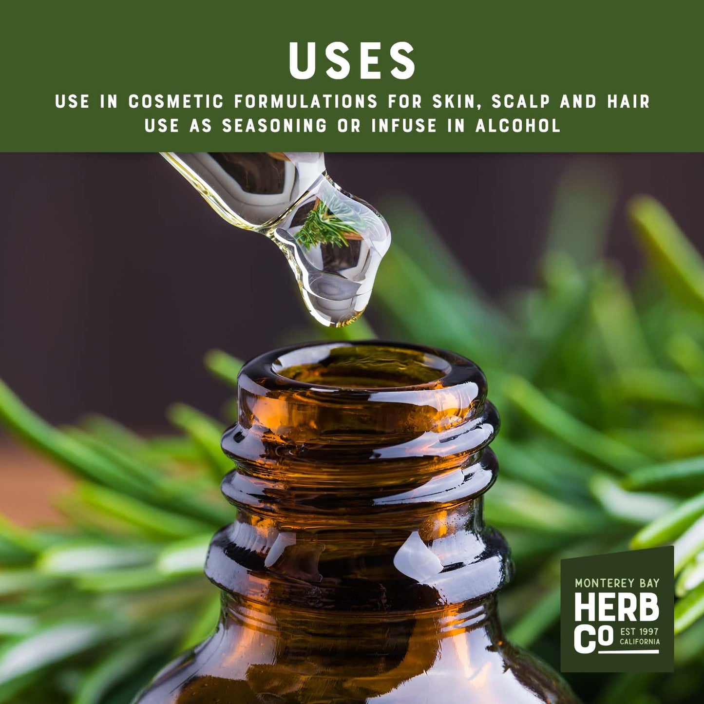 Organic Rosemary Whole, by Herb Co, Rosmarinus Officinalis, from Morocco, Kosher, for Cooking, Skin & Hair Formulations, Perfumes & Colognes, 1/4 lb