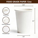 TashiBox 12 oz White Hot Drink Paper Cups - 300 Count - Disposable Paper Coffee Cups