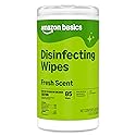 Amazon Basics Disinfecting Wipes, Fresh Scent, Sanitizes/Cleans/Disinfects/Deodorizes, 85 Count, for Hard Nonporous Surfaces