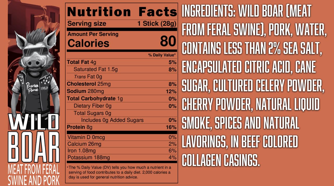 PEARSON RANCH Game Meat Sticks Variety - Elk, Bison, Venison, Wild Boar - Exotic Jerky Sticks, No Added Nitrites, High-Protein, Paleo & Keto Friendly